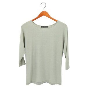 Peruvian Connection Knit Sage Green 3/4 Dolman Sleeve Knit Sweater Top M *Flaw